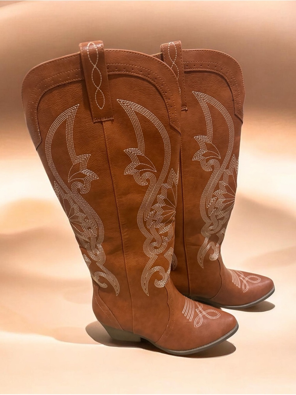 Women's Tall Brown Western Embroidered Cowboy Boots